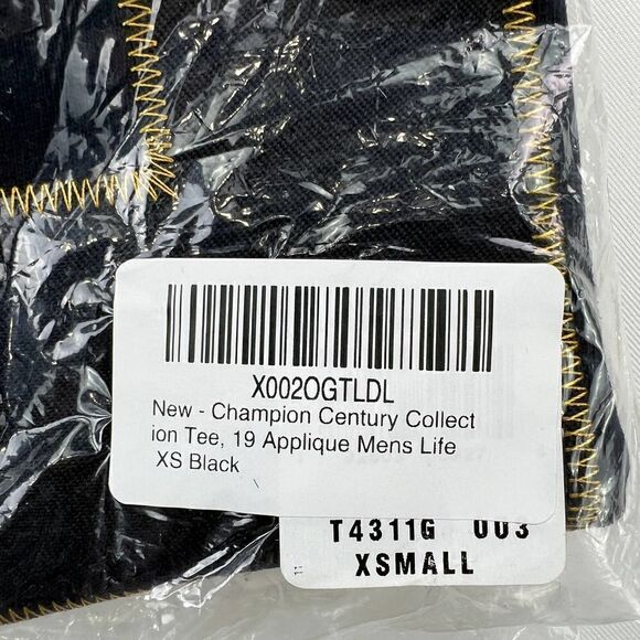 New Champion Men US XS Black T-Shirt Century Collection Short Sleeve Decoration - Picture 9 of 9